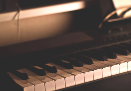 A piano keyboard with the keys turned on.